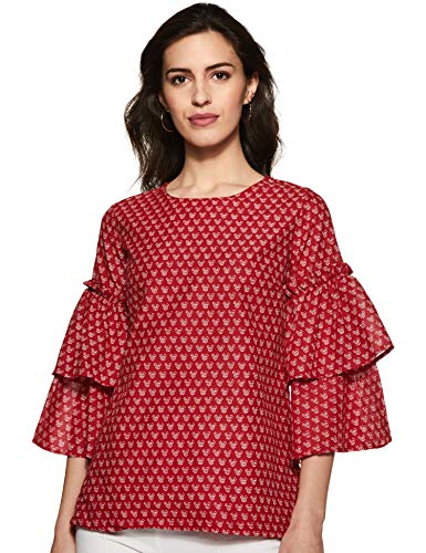 Image of BIBA Womens Round Neck Printed Top