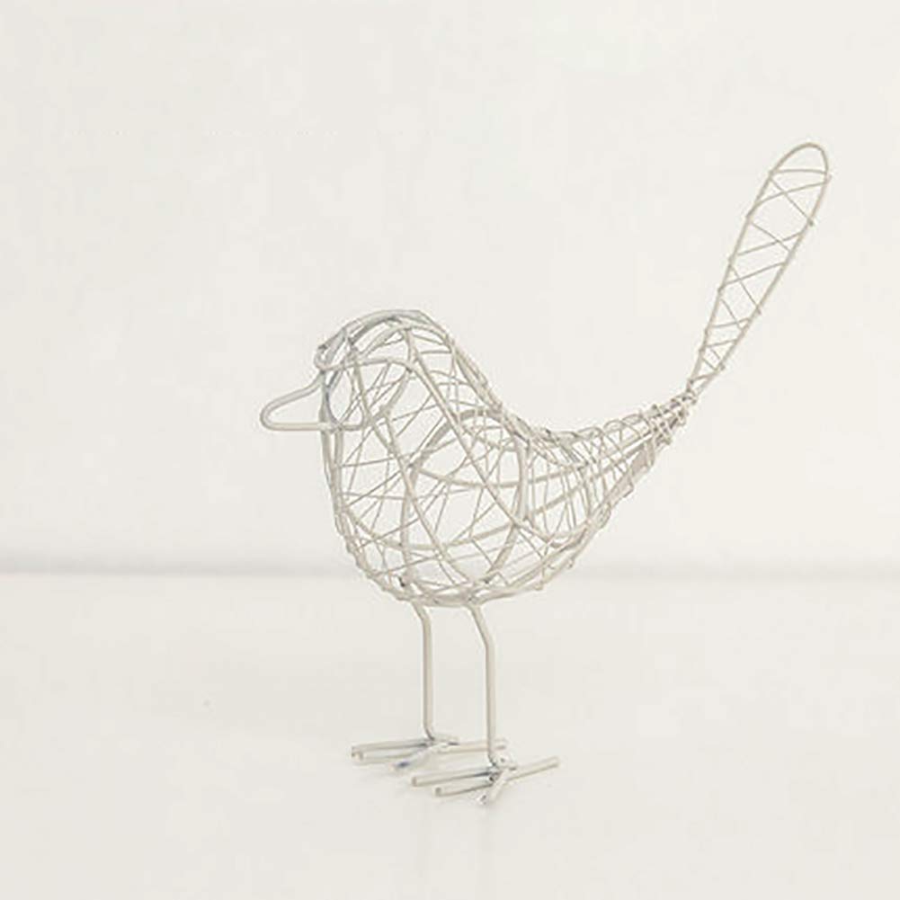 Statue d'oiseau blanc en métal figurine artisanale de 23x20cm pour décoration