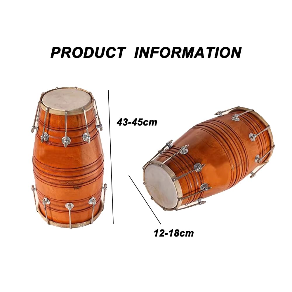 Tamburo Dora Indiano A Doppia Faccia Ovale, Lungo 45 Cm, Diametro 18 Cm, Inclusa Borsa Per Batteria,C