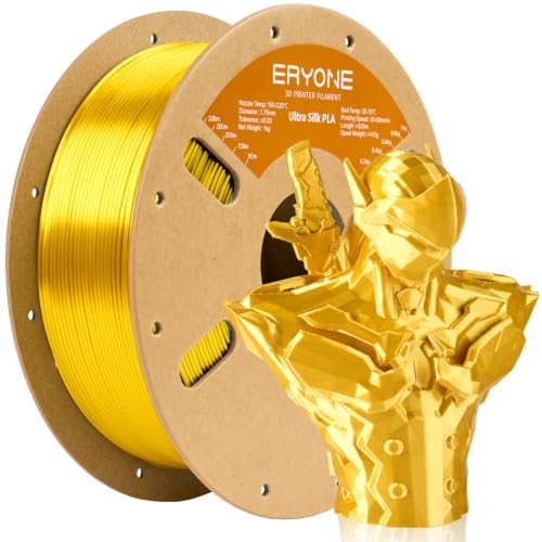 Image of ERYONE Silk Filament PLA+ 1.75mm Upgraded Shiny 3D Printer Filament, Gloss Finish, Fit Most FDM Printer Stable Printing,1kg (2.2LBS) /Spool, Light Gold