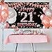 21st Birthday Decorations Backdrop Banner, Happy 21st Birthday Decorations for Her, Rose Gold Birthday Photo Props Backdrop, Cheer to 21 Year Birthday Party Sign Decor Large Fabric 6.1ft x 3.6ft PHXEY