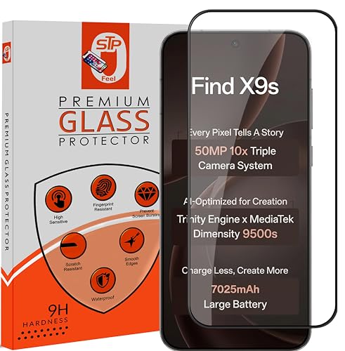 Image of STP FEEL Premium HD+ Tempered Glass Screen Protector Guard Compatible For Oppo Find X9s 5G (Ultrasonic Fingerprint Supported) (6.59 Inch, Pack of 1) | Edge to Edge Coverage