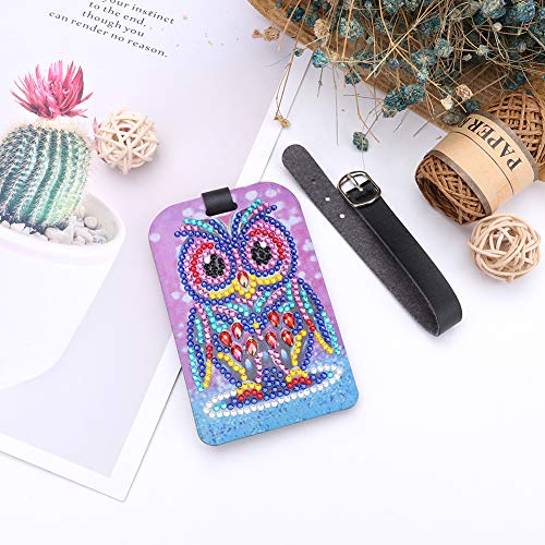 Etiquetas de bagagem para presentear com DIY em formato especial, pintura em diamante, couro de páss