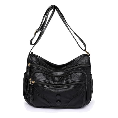 Borsa a tracolla da Donna Sacchetto Bauletto a spalla pelle Sintetica Moda Borse a mano Piccola Crossbody Satchel Morbida per Donne Madre Borsetta Nero