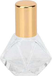 Professional Glass Perfume Roller Bottle, Essential Oil Roll On Empty Bottles with Compact and Portable Design for Femininity Shaping and Better Attraction 8ML (Gold cover + steel ball)