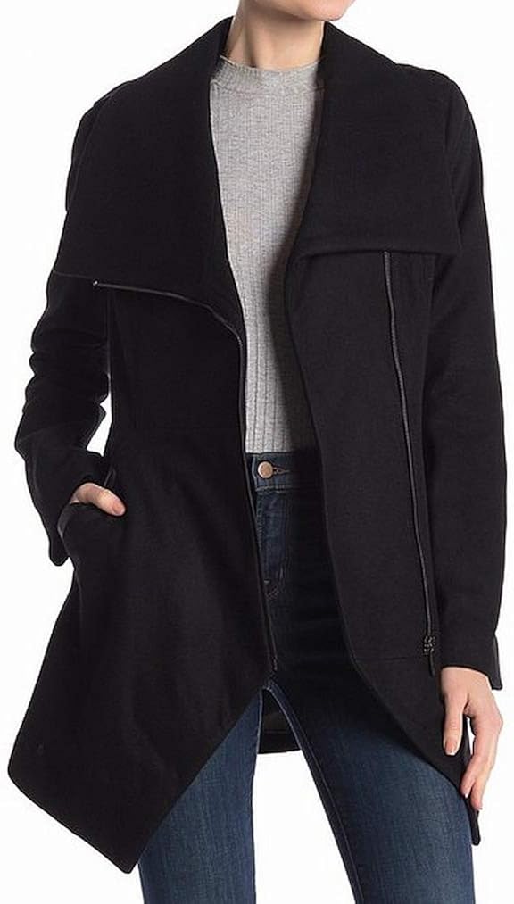 French connection tulip hem asymmetrical wool blend coat Clearance