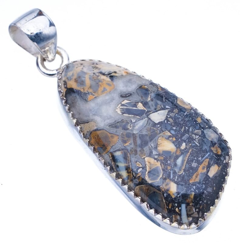 Pendentif jaspe naturelle contre les bijoux ternes, l'éclat de l'argent fait main