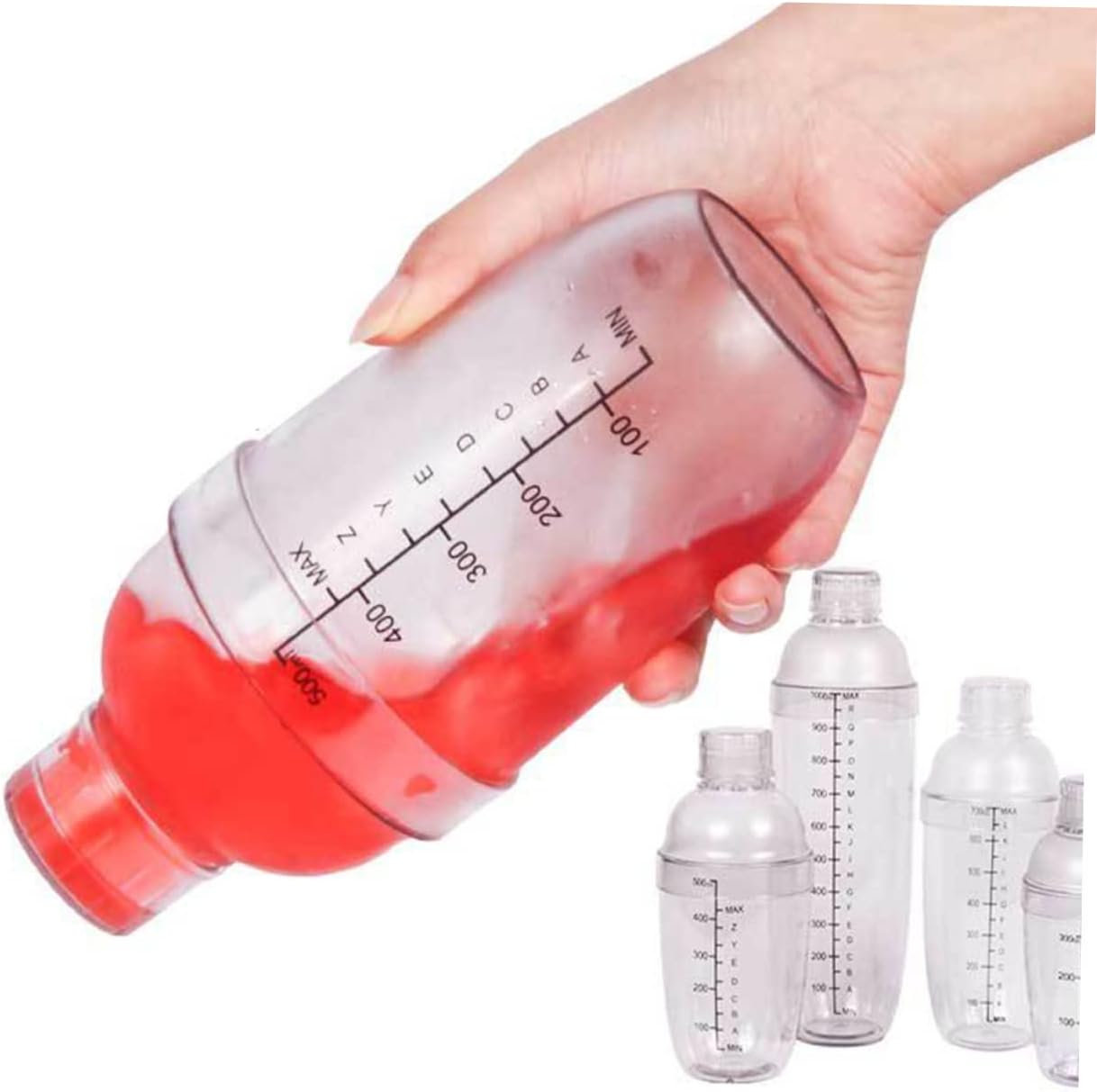 SHOWERORO Professional Cocktail Shaker Style 24Oz Clear Barware Set with Measurement Scale for Home Bar and Mixed Drinks