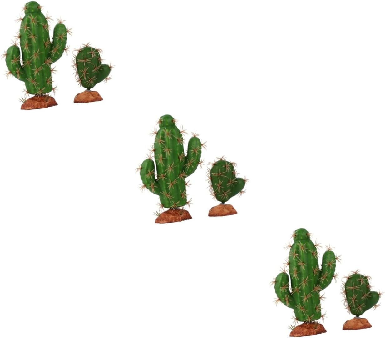 Housoutil 3sets Artificial Cactus Design Pet Tank Decor Simulation Plant Ornament Reptile Tank Plant Decoration Unique Present 2pcs*3