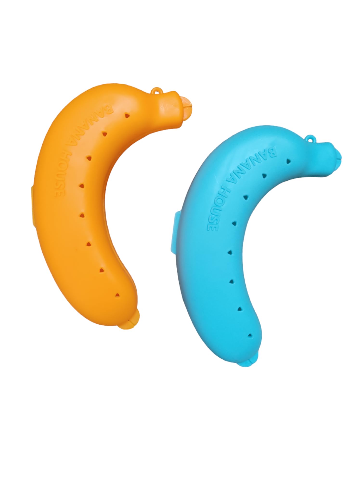 DOVEAZ® Plastic Banana Food Storage Container, Banana Case Cover (Orange And Blue - Set of 2)