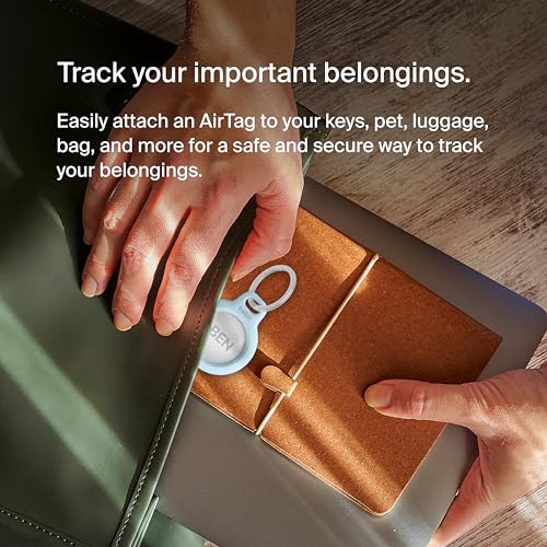 Image of Belkin Apple AirTag Secure Holder w /Key Ring - Durable Scratch Resistant Case w /Open Face Raised Edges - Protective AirTag Keychain Accessory for Keys, Pet, Luggage, Backpack - 4-Pack Blue Gradient