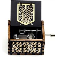 Caja de música de Madera con manivela grabada, Vintage, para