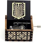 Cuzit Attack on Titan Music Box Toy Wood Hand Crank Engraved Vintage Wooden Musicbox Birthday Halloween Christmas Valentine's Day Gift