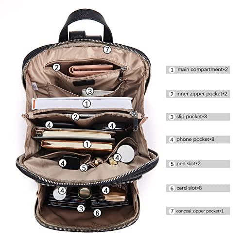 Image of BOSTANTEN Genuine Leather Backpack Purse Casual College Travel Bags for Women