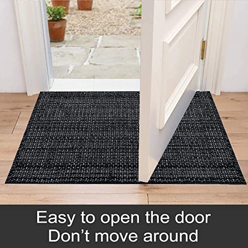Seavish Black Kitchen Rug, Small Bathroom Rugs, 2'x3' Black and White Striped Rug Throw Rugs Washable Boho Porch Decor Indoor Outdoor Welcome Door Mat for Entryway Front Porch - Image 7