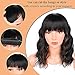 Ucubb Black Mixed Brown Wig for Black Women 14 Inch Short Wavy Hair Wigs Curly Bob Wig with Bangs Wigs Shoulder Length Wigs for Black Women Bob Style Synthetic Heat Resistant
