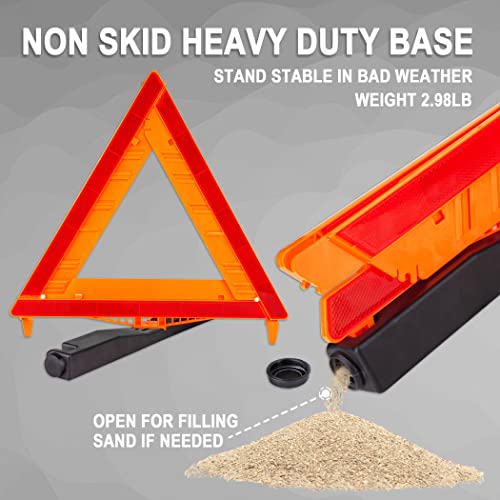 Image of CARTMAN 12PK DOT Approved Foldable Road Safety Warning Triangles | Heavy weighted anti-tip base, high visibility reflect panels, fully compliant with US FMVSS 571.125 roadside safety rules