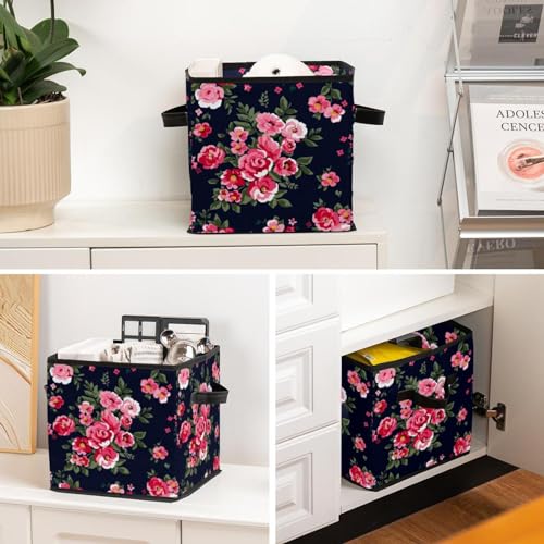 Boîte de rangement pliable fleurie pour placard et chambre