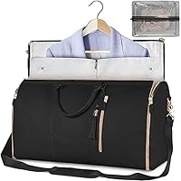 Kostuumtas Kledingtas om te reizen, converteerbaar, grote capaciteit draagtas voor kleding, PU lederen plunjezak voor dames, 2-in-1, tas voor pakken, reistassen om op te hangen met schoenenzak, roze