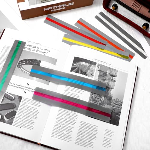40 Stück Geführte Lesestreifen, Markierungsstreifen Bunt Lesen Lineale Tracking Markieren Legasthenie Streifen Markieren Farbige Overlay Tracking Lineale für Legasthenie Visuellen Stress