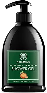 GAIA Oliva Olive Oil Natural Shower Gel with Tangerine, Hydrating, Moisturizing Body Wash for Women & Men, Plant-based Bath & Shower Gel Body Wash for Dry Skin, 16.9 Fl Oz (Pack Of 1)