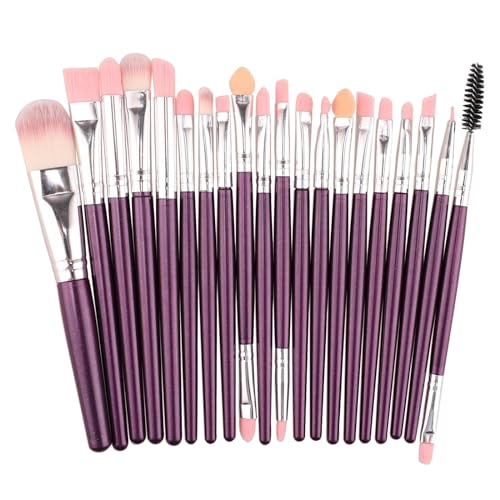 OAFVRKSLR メイクブラシ 20本 美容道具セット アイシャドウブラシ メイクトイレセット ウールメイクブラシセット パープルロッド20本+シルバーチューブ