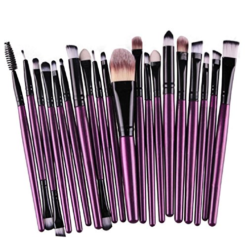 Lookatool 20 pcs/set Makeup Brush Set tools Make-up Toiletry Kit Wool Make Up Brush Set (Purple 1)