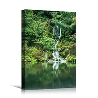 Canvas Wall Art Lake Waterfall Landscape Multicolor Photography Relax/Calm Traditional Waterfall - 12x18 inches