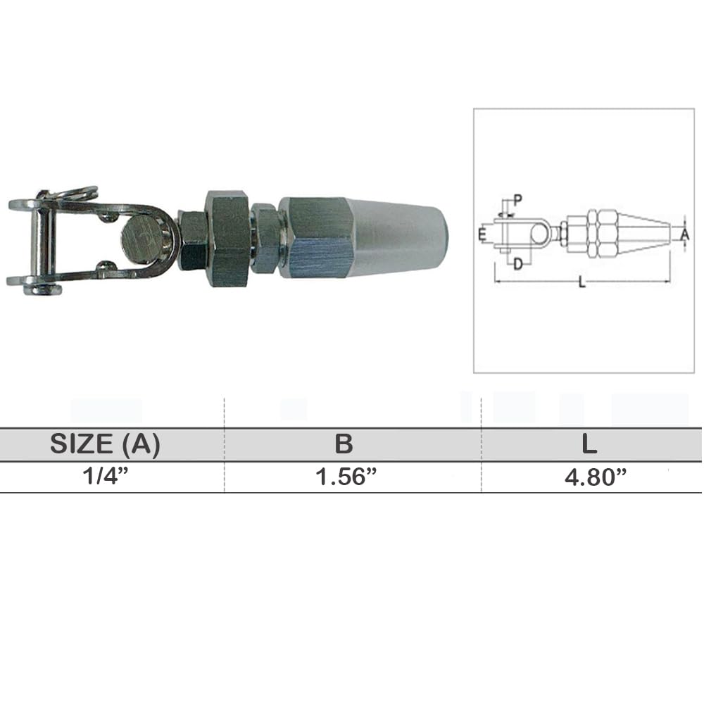Marine Boat Stainless Steel Swageless Toggle for 1/4