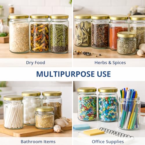 Image of Pure Source India 750ML Glass Storage Jar with Metal Lid - Clear Reusable Container for Pantry, Kitchen & Home Organization (Set of 2)
