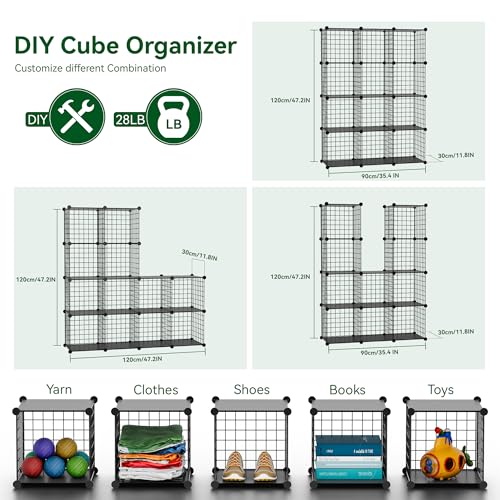 TUMUCUTE Wire Cube Storage Organizer, 12-Cube Metal Storage Shelves Bookshelf, Stackable Modular Closet Organizer for Bedroom Living Room, Office,Storage Shelves by TUMUCUTE - Image 3
