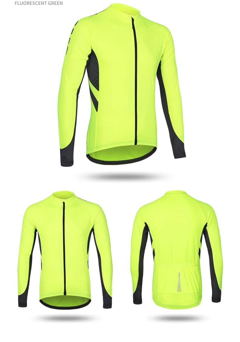 Meufam Men's Cycling Jacket Windbreaker Winter Thermal Running Jacket Reflective Softshell Breathable Bike Jacket Windproof (Green,X-Large,Male,Adult,US,Alpha,X-Large,Regular,Regular)