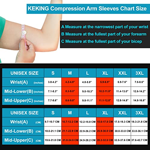 Keking® Compression Arm Sleeves, Pair, Firm 20-30Mmhg Graduated Compression Full Arm Support For Recovery, Pain Relief, Tendonitis, Golfers & Tennis Elbow Brace, Workouts Sports - Latex Free Grey S #TOP5