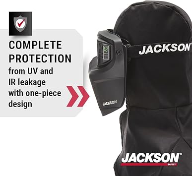 Jackson Safety Rebel Welding Mask with Digital ADF - Lightweight Auto Darkening Safety Goggles with Shield & Flame Resistant Welding Hood - ANSI Z87.1
