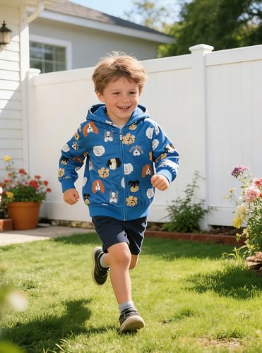 Image of Popshion Boys Toddler Cartoon Dinosaur Hoodies Jacket Cool Long Sleeve Zipper Hooded Sport Sweatshirt Coat for Kids 1-7 Years