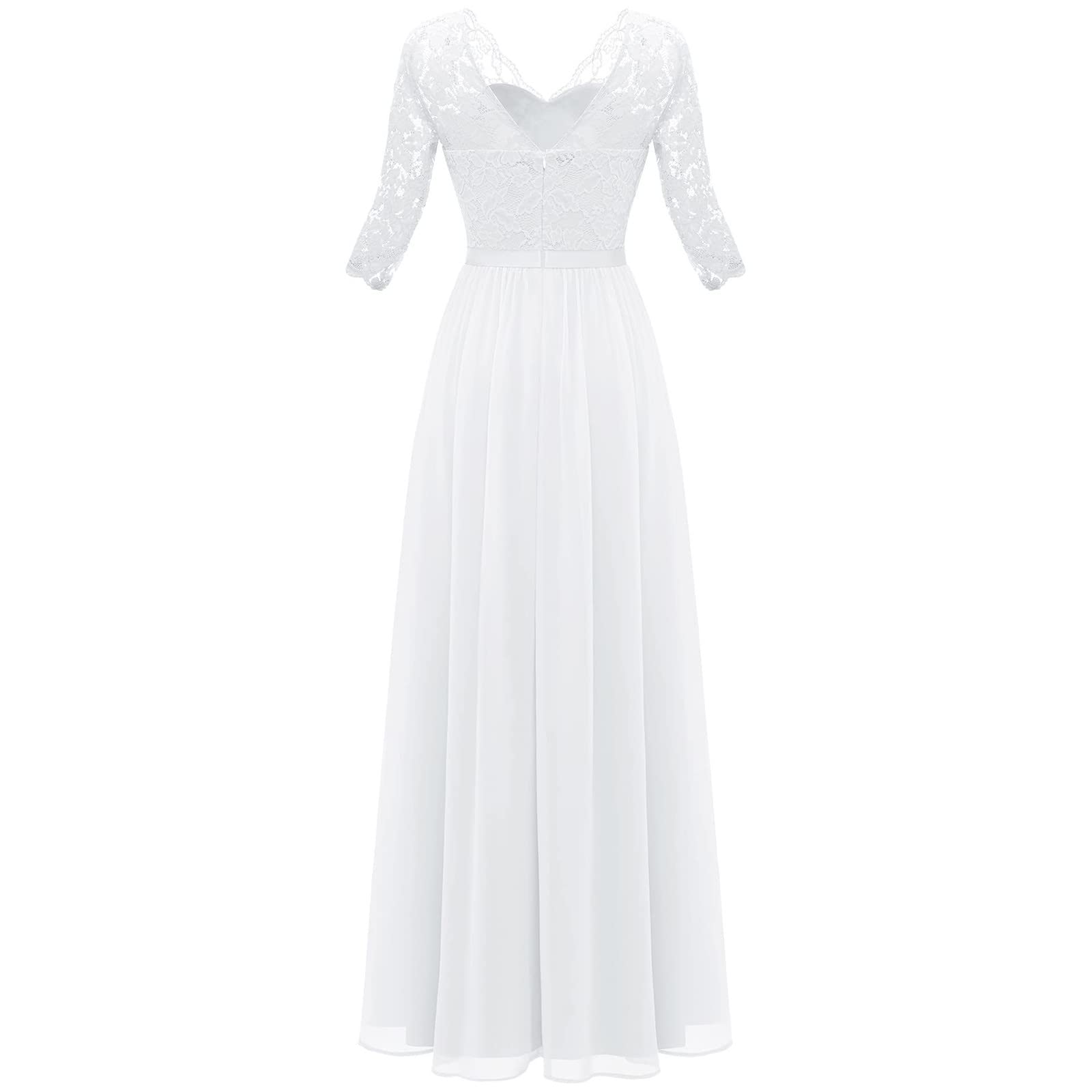 Abendkleider Elegant Für Hochzeit Festliche Kleid Hochzeitsgast Damen Lang Chiffon Abendkleid Spitze A Linie Ballkleid Frauen V Ausschnitt Partykleid Hohe Taille Brautjungfernkleider