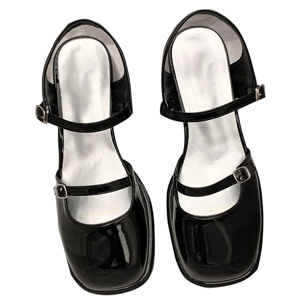 Minetom Femmes Filles Sandales Mary Janes Élégant Antidérapantes Bride Cheville Chaussures Boucle Talon Bloc Chaussures