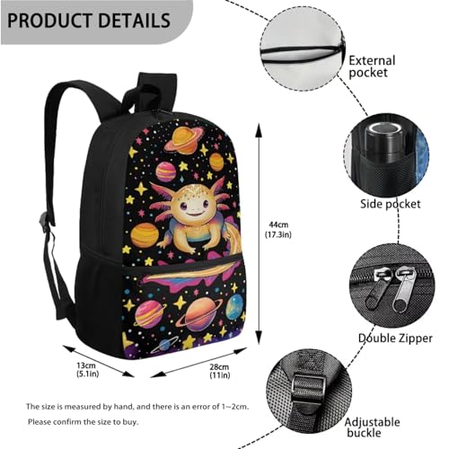 Axolotl Backpack for Girls 6-8 Lightweight Backpacks for Boys with Lunch Box Flame Cool Themed Boy Backpacks Ages 8-10 Large Capacity 17 inch School Bags for Boys Bookbag Set for Elementary3