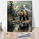 TISHIRON Malen nach Zahlen Erwachsene Bären Malen nach Zahlen Tiere Acrylmalerei Kits für Erwachsene DIY Erwachsene Malen nach Zahlen Kits auf Leinwand Seelandschaft 40 x 50 cm(rahmenlos)
