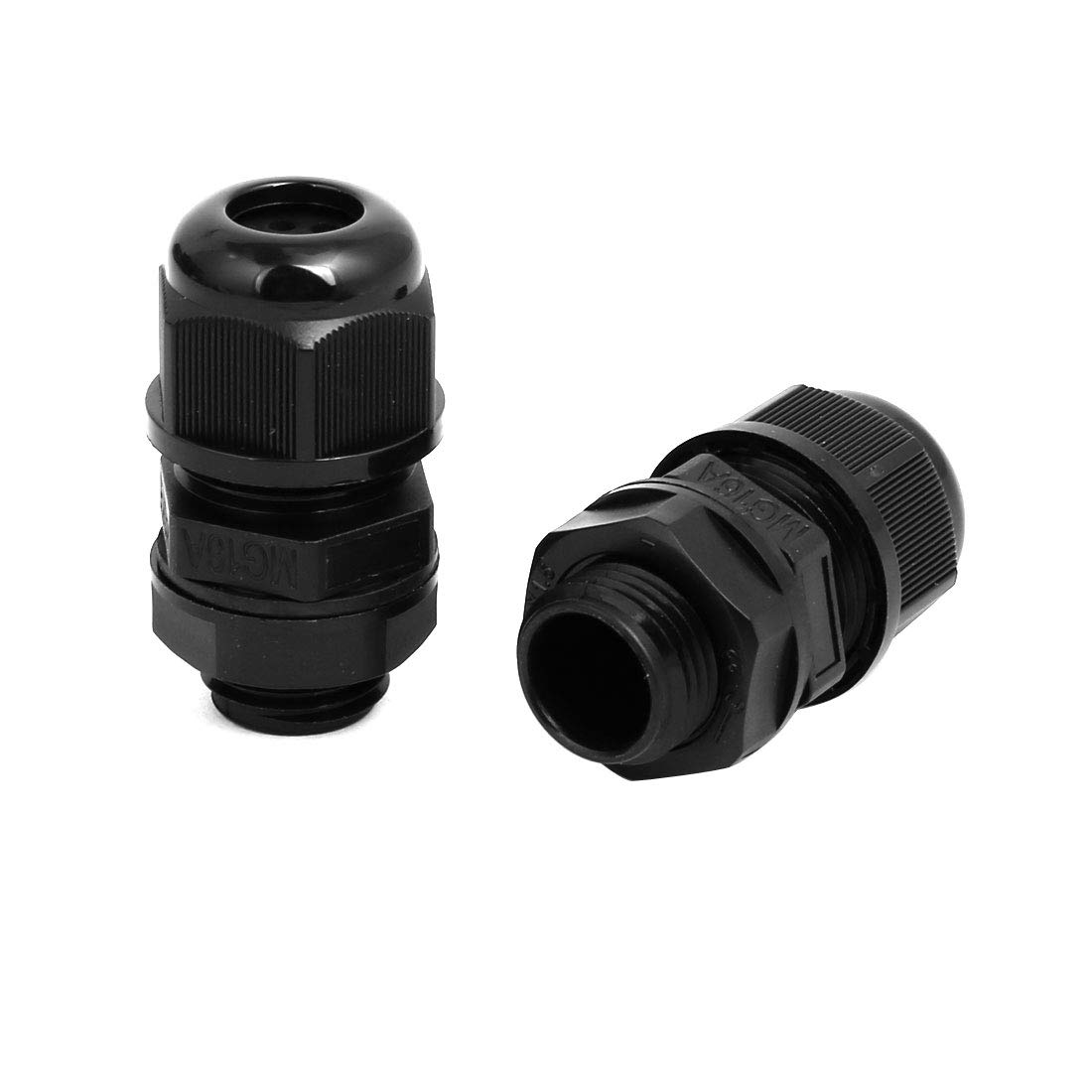 Aexit M16x1.5mm 1.4mm-2.1mm Transmission 6 Holes Adjustable Cables Gland Black 5pcs