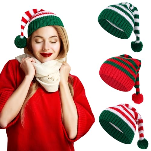 Utensilsto 3 Stück Weihnachtsmützen für Erwachsene,Rote Santa...