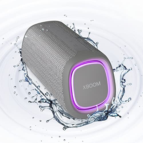 LG XBOOM Go DXG5, tragbarer Bluetooth-Lautsprecher (20 Watt, Google Assistant, Siri, Beleuchtung), Grau