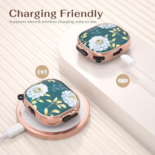 Image of Maxjoy for AirPods 3 Case with Lock, Flower AirPod 3 Case Lock Protective Hard AirPod 3rd Generation Cover for Women Men with Keychain for AirPods 3rd Generation Cover 2021,Green