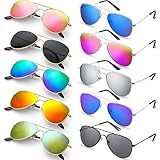 Coume 10 Pairs Kids Sunglasses Boys Girls Mirrored Polarized Sunglasses Metal Frame Eyeglasses for Toddler Kids Party Supply Costume Juniors Teenagers Age 2-10 Size 4.72 x 0.51 Inch