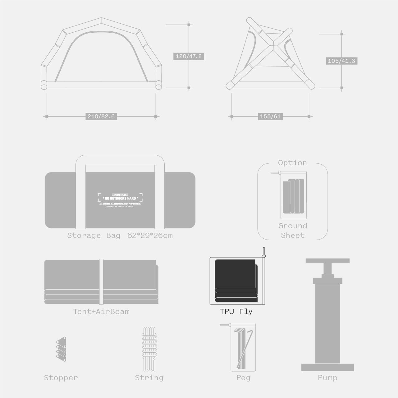 Amazon.co.jp: CAMVIL（ケムビル）GODONGエアーテント用フライシート