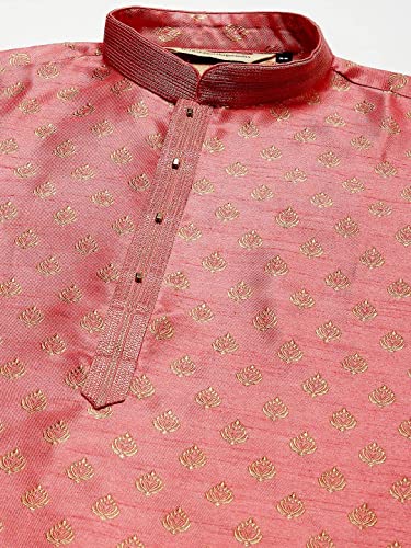Image of Rajubhai Hargovindas Men's Silk Kurta With Ethnic Motifs Work Woven Design