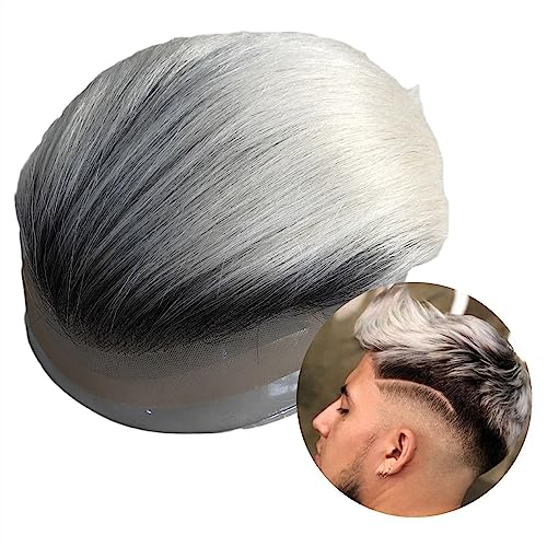 Prothèse capillaire masculine en cheveux indiens et toupet dentelle PU 8x10