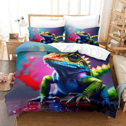 Ensemble de literie lézard impression numérique 3D microfibre ultra douce - 3