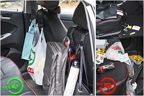 Heroway Magic Headrest Hooks for Car, Purse Hanger Headrest Hook Holder for Car Seat Organizer Behind Over the Seat Car Hooks-Hang Purse or Grocery Bags,Black,4Pack