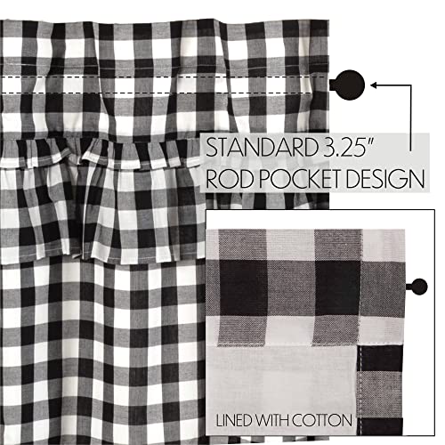 VHC-Brands-Annie-Buffalo-Check-Cotton-Farmhouse-Kitchen-Curtains-Rod-Pocket-Hanging-Loops-Ruffling-Swag-Pair-Black-Country VHC Brands Annie Buffalo Check Cotton Farmhouse Kitchen Curtains Rod Pocket Hanging Loops Ruffling Swag Pair Black Country